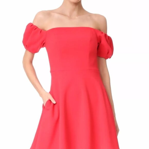 Black Halo Arden Mini Off-Shoulder Dress Chic Red - Picture 3 of 5